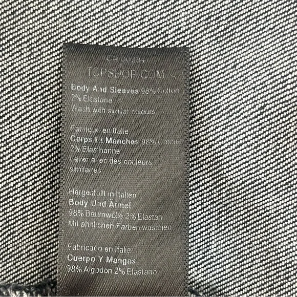 TOPSHOP SEAMED DENIM IN WASHED BLACK ROUND NECK PUFF SHOULDER | SIZE UK10 NWT - Picture 11 of 12